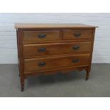 Late 19th / early 20th century mahogany and walnut chest, the rectangular top with two short and two
