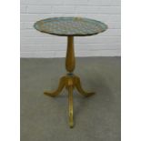 Giltwood pedestal games table with circular pie crust top, 39 x 54cm. (a/f)