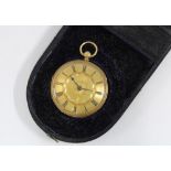 Lady's Victorian 18ct gold case fob watch with Chester hallmarks and original leather fitted box