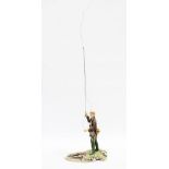 Border Fine Arts 'Fly Fisherman', by David Geenty, 19cm, 52cm including rod, with box