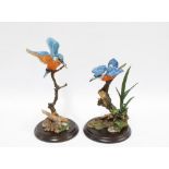 A Royal Doulton kingfisher, 20cm, together with a Country Artists kingfisher, both on wooden bases