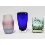 Three art glass vases, (one with rim chip) tallest 20cm (3)