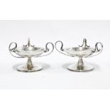 A pair of Art Nouveau silver bonbon dishes with three loop handles, James Dixon & Sons, Sheffield