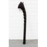 Fiji hardwood 'gunstock' club with chip carved handle, 80cm