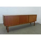 McIntosh teak sideboard, two sliding doors and one fall down door with a pull out slide, 200 x 75