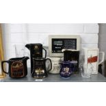 Collection of pub whisky water jugs to include Isle of Jura and Glenfarclas (9)