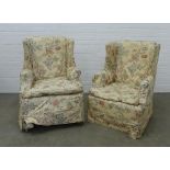 A pair of late 19th / early 20th century Scottish country house wing armchairs with later