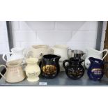 Collection of pub whisky water jugs to include Tamnavulin and Glenlivet (10)