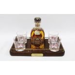 Cardhu Single Highland Malt Scotch Whisky, 12 years, in display serving tray with four cut glass
