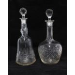Two cut glass decanters & stoppers, set of four whisky tumblers and set of six wine glasses (12)