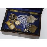 Coromandel jewellery box, hinged lid inlaid with brass and inscribed 'Mary', with a lift out tray