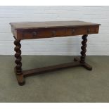 Victorian mahogany writing table, the rectangular top with moulded edge over two frieze drawers,