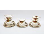 Royal Albert Old Country Roses four place cups and saucers with one extra cup (13)