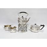 Silver four piece tea service by James Dixon & Sons, Sheffield 1910, comprising spirit kettle,