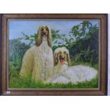 Afghan Hounds, a large oil on canvas, apparently unsigned, framed, 100 x 75
