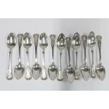 Set of twelve Victorian Kings pattern silver teaspoons, John Wilkie II, Edinburgh 1861 (12)