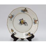 Limoges nursery plate with children on a motorcycle, etc, 20cm