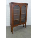 Georgian style mahogany cabinet with two glazed doors, shelved interior and standing on tapering
