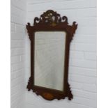 An Edwardian mahogany & parcel gilt wall mirror, 53 x 92cm.