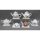 Set of Six Victoria & Albert Museum replica porcelain teapots to include Bow, Meissen and Mennecy,