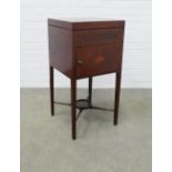 Mahogany and inlaid wash stand with lift up top, 43 x 85 x 42cm.