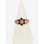 18ct gold ruby and diamond dress ring, size M1/2