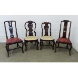 A group of four antique side chairs to include two with vasiform splat backs, 55 x 110 x 39cm. (4)