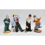 Four Royal Doulton clown figures to include Slapdash HN2277, Tip-Toe HN3293, Will He - Wont He