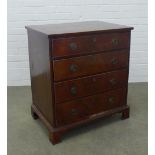 Mahogany inlaid chest of small proportions, the rectangular top above two short and two long drawers