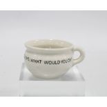 Miniature pottery chamber pot 'chums, what would you do' Hitler in Poland, 6cm diameter