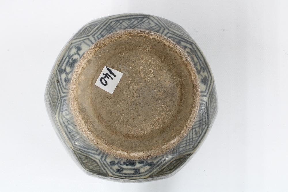 Thailand Sawankhalok faceted stoneware pot, circa 15th / 16th century, 10cm high. Provenance: - Image 4 of 4