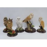 Five Country Artists owls, tallest 26cm (5)