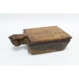 Wooden spice box, rectangular form with a swing lid, 28.5 x 15.5cm