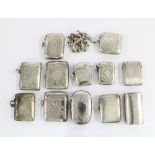 A collection of twelve silver vesta cases with various hallmarks and makers marks (12)