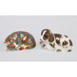 Royal Crown Derby Imari paperweights to include Catnip Kitten and Scruff (2)