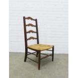 Ladderback chair with woven seat, Lamertons of Ealing label, 49 x 92 x 43cm.