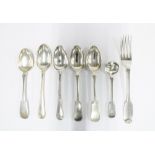 Group of silver flatware to include a dessert fork, teaspoons, mustard spoon, etc, mixed hallmarks