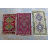 Three Eastern prayer mats, longest 100 x 56cm (3)