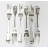 Set of six Victorian silver dessert forks, James Mackay, Edinburgh 1860 / 61 (6)