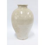 Chinese storage vessel, possibly Song Dynasty, half white glazed stoneware and of baluster form,