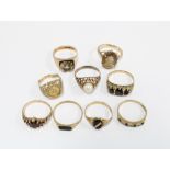 A group of nine 9ct gold rings (9)