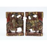 Two Chinese painted giltwood temple carvings 11cm (2) Provenance: Private Scottish Collection