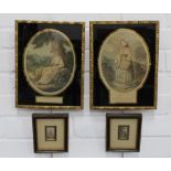 Two coloured etchings 'A Sheperdess' and 'Patty', in verre eglomise frames, frame size 28 x 22cm,