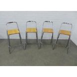 Set of four modern bar stools, chrome with beech seats 93 x 51cm. (4)