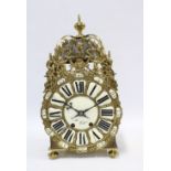 French reproduction brass lantern clock, the movement marked H&F Paris and numbered 768, (ticks when