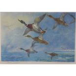 Archibald Thorburn, 'Driven in by the Storm', signed Artist's Proof print, framed under glass, 46