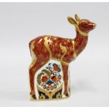 Royal Crown Derby Imari paperweight in the form of a Fawn, 15 x 14cm.