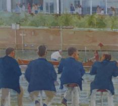 Paul Banning (b 1934) 'Four Judges' Henley Regatta, watercolour, signed with initials and framed