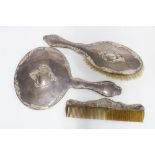 George V silver dressing table brush set, Chester 1913, (3)