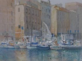 Paul Banning (b 1934) 'Morning at Marseilles' , watercolour, signed with initials and framed under